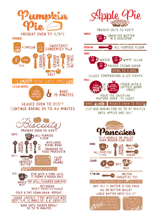 Food Recipies - Pumpkin Apple Biscuts Pancakes on Clear/White Waterslide Paper Ready To Use - SoCuteINeedOneToo