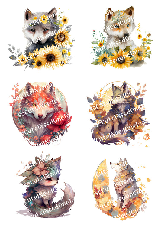 Fox & Flowers Waterslide Paper - SoCuteINeedOneToo