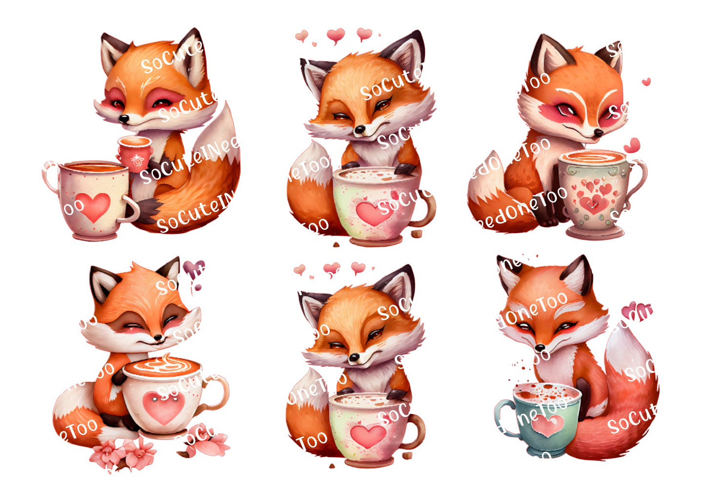 Fox In Love On Waterslide Paper - SoCuteINeedOneToo