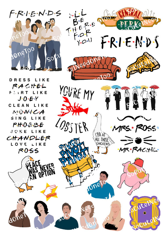 Friends #4 on Clear/White Waterslide Paper Ready To Use - SoCuteINeedOneToo