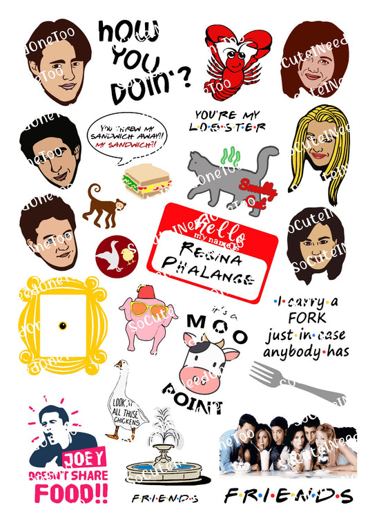 Friends #5 on Clear/White Waterslide Paper - SoCuteINeedOneToo