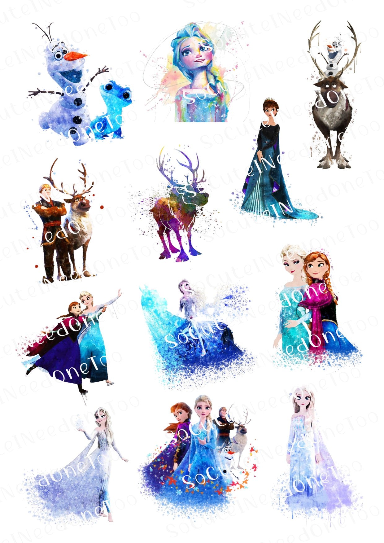 Frozen - Watercolor Waterslide Decals - SoCuteINeedOneToo