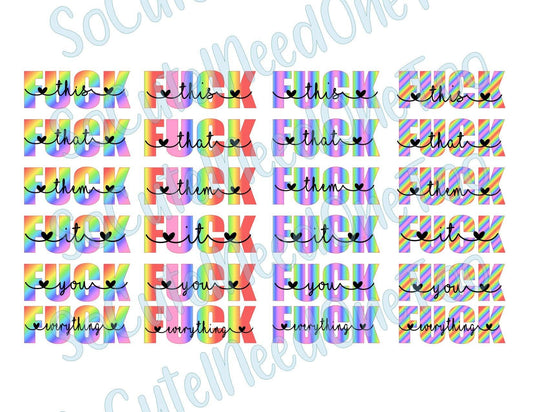 Fuck This & That on Clear/White Waterslide Paper Ready To Use - SoCuteINeedOneToo