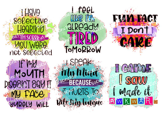 Funny Sayings Waterslide Decals - SoCuteINeedOneToo