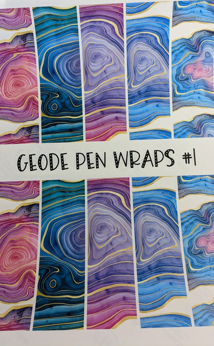 Geode Pen Wraps #1 printed waterslide decal sheet