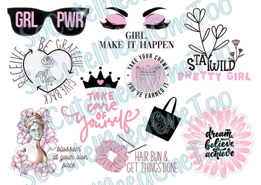 Girl Power on Clear/ White Waterslide Paper Ready To Use - SoCuteINeedOneToo