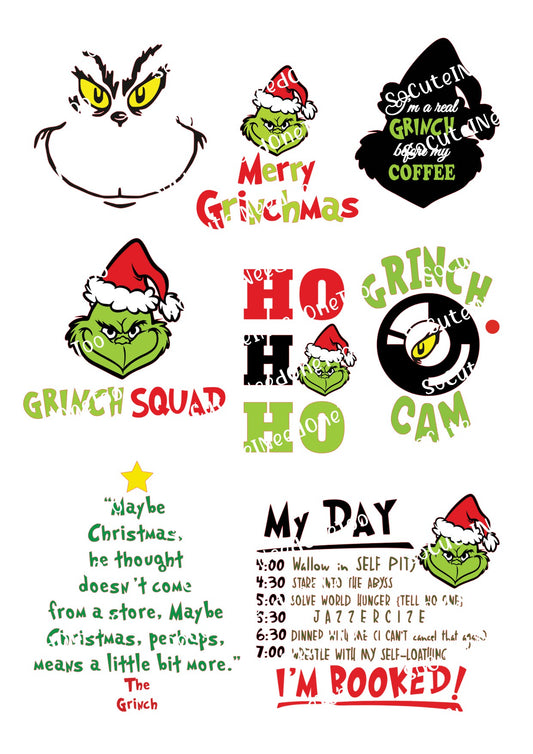 Grinch #12 Waterslide Decals - SoCuteINeedOneToo