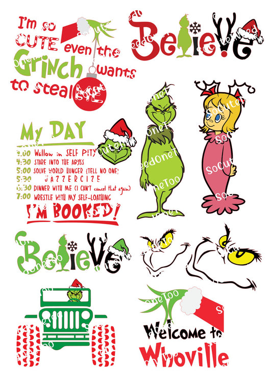 Grinch #9 Waterslide Decals - SoCuteINeedOneToo