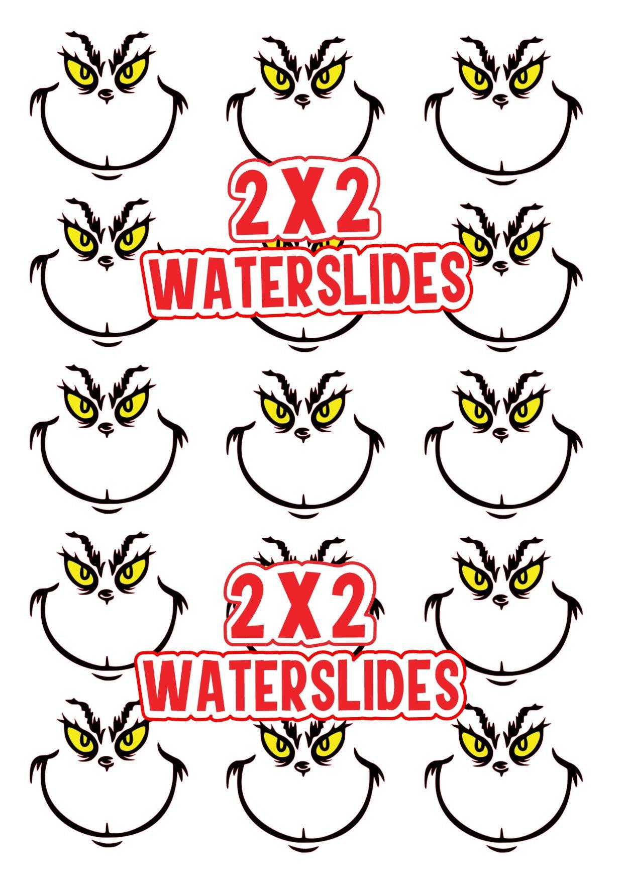 Grinch Face Waterslide Decals Available in 3 Sizes - SoCuteINeedOneToo