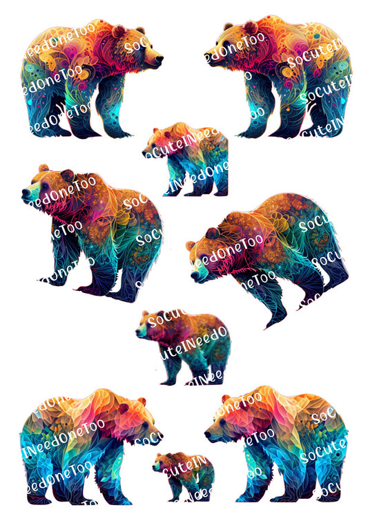 Grisley Bears Colorful Waterslide Decals - SoCuteINeedOneToo