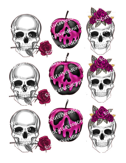Halloween Skull Stickers - Glossy White - SoCuteINeedOneToo