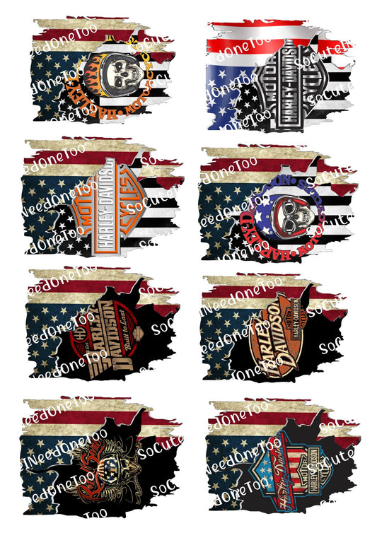 Harley Davidson Flags #1 Waterslide Decals - SoCuteINeedOneToo