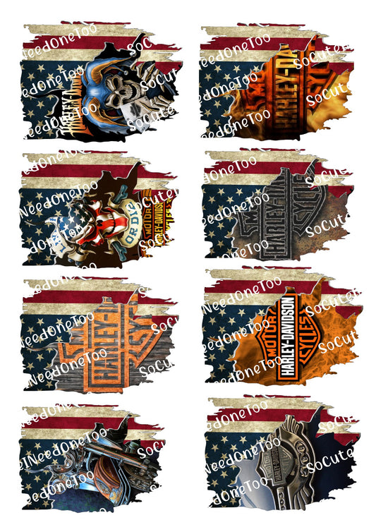Harley Davidson Flags Waterslide Decals - SoCuteINeedOneToo