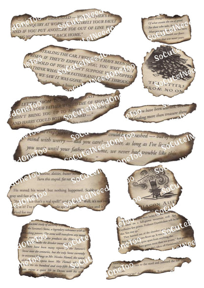 Harry Potter Burnt Papers DIGITAL PNG - SoCuteINeedOneToo