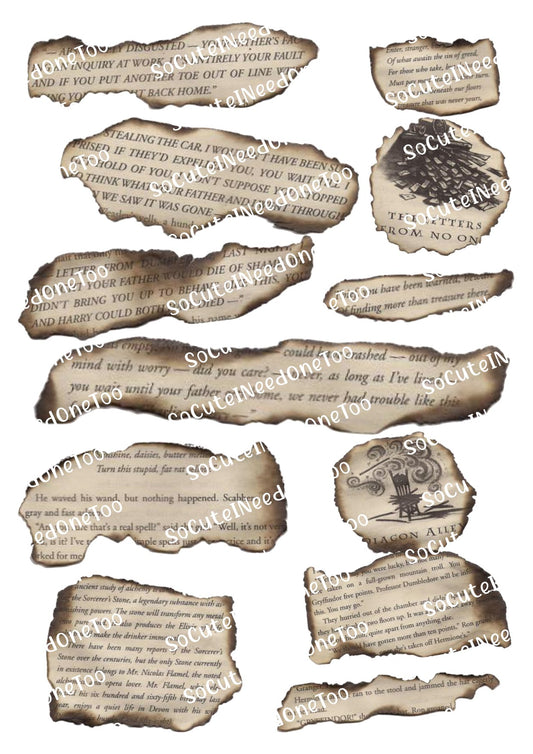 Harry Potter Burnt Papers DIGITAL PNG - SoCuteINeedOneToo