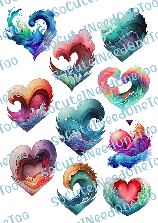 Heart Waves Waterslide Decals - SoCuteINeedOneToo