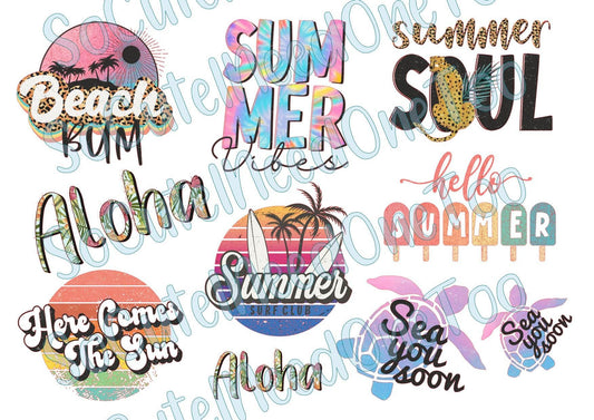Hello Summer on Clear/White Waterslide Paper Ready To Use - SoCuteINeedOneToo