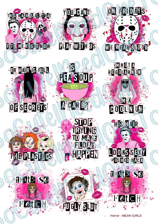 Horror- Mean Girls Waterslide Decals - SoCuteINeedOneToo