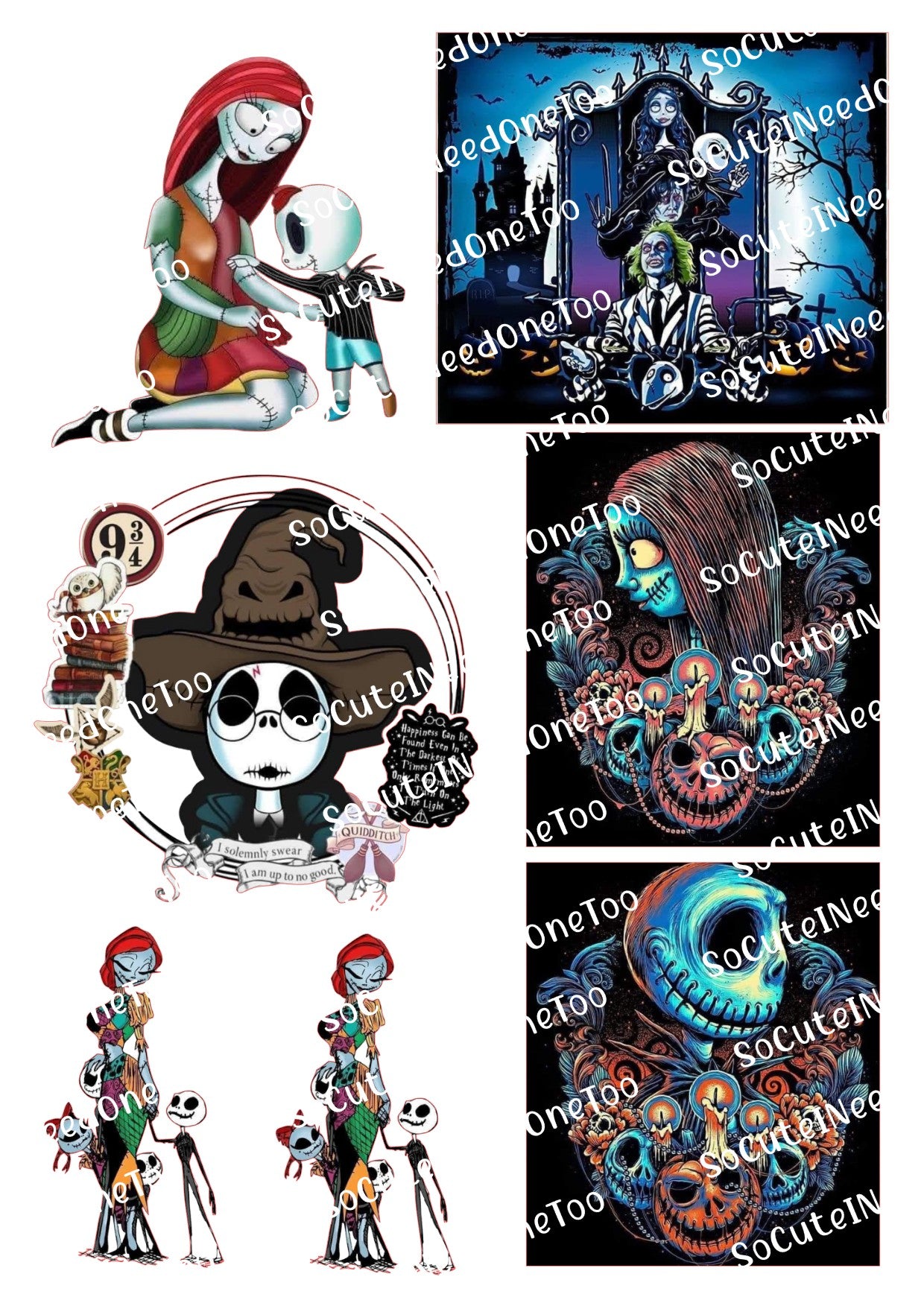 Jack and Sally - Family Love Waterslide Decals - SoCuteINeedOneToo