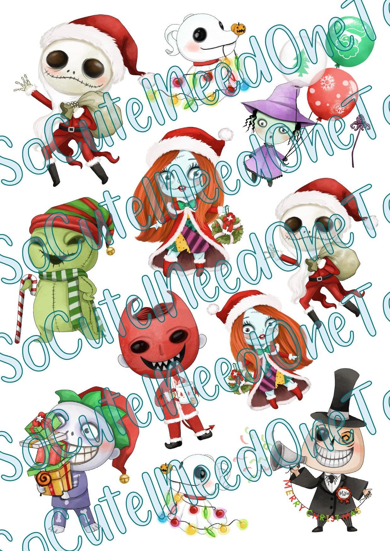 Jack Christmas Cartoon Characters on Clear/White Waterslide Paper Ready To Use - SoCuteINeedOneToo