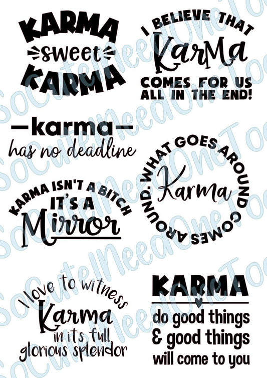 Karma Bundle on Clear/White Waterslide Paper Ready To Use - SoCuteINeedOneToo