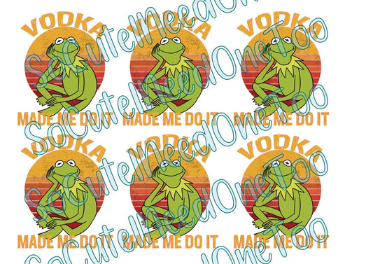 KERMIT - VODKA on Clear/White Waterslide Paper - SoCuteINeedOneToo