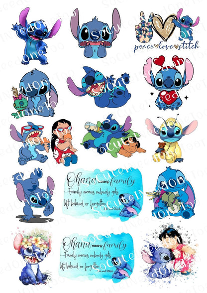 Lilo & Stitch Waterslide Decals - 15 Full Sheets for Fun Crafts and DIYs - SoCuteINeedOneToo