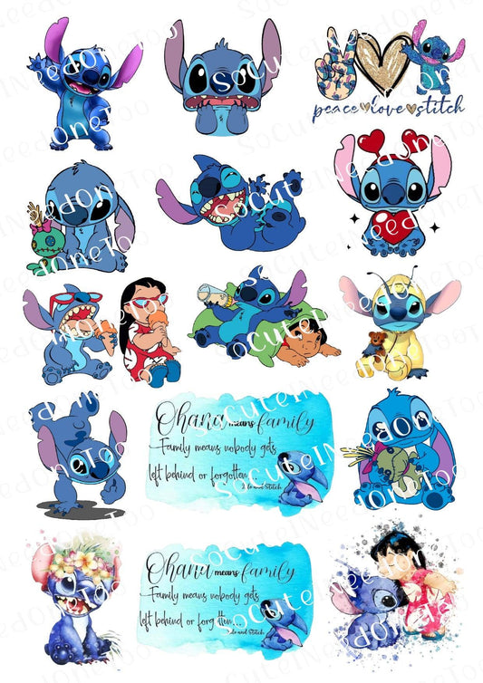 Lilo & Stitch Waterslide Decals - 15 Full Sheets for Fun Crafts and DIYs - SoCuteINeedOneToo