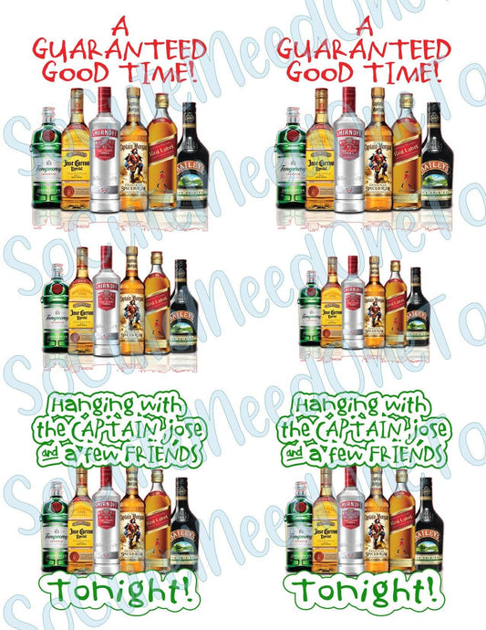 Liquor Friends on Clear/White Waterslide Paper Ready To Use - SoCuteINeedOneToo