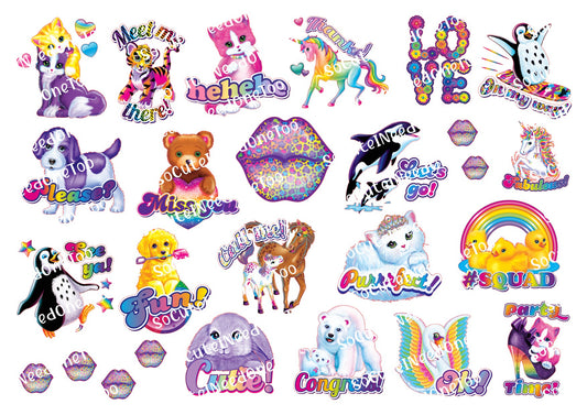 Lisa Frank Stickers on Clear/White Waterslide Paper Ready To Use - SoCuteINeedOneToo