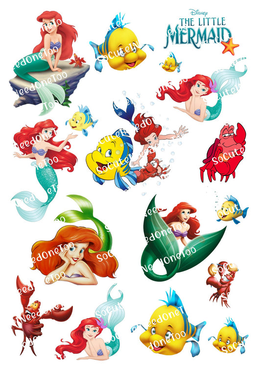 Little Mermaid - Ariel, Sebastian & Flounder Waterslide Decals - SoCuteINeedOneToo