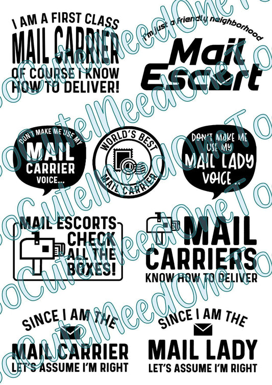 Mail Carrier's on Clear/White Waterslide Paper Ready To Use - SoCuteINeedOneToo