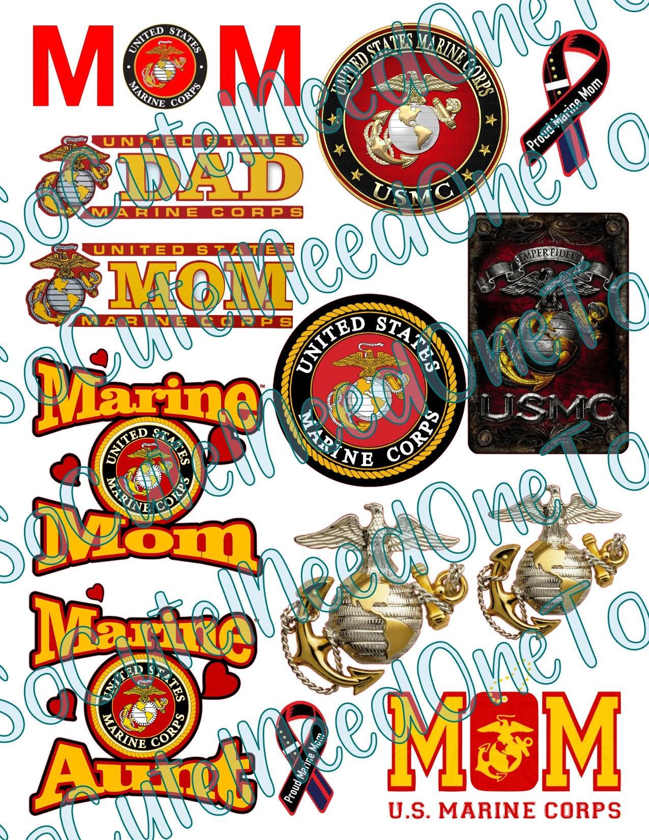 Marine Proud on Clear/White Waterslide Paper Ready To Use - SoCuteINeedOneToo