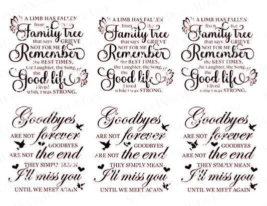 Memorial Sayings - A Limb Has Fallen Waterslide Decals - SoCuteINeedOneToo