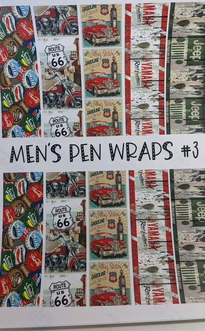 Men's Pen Wraps #3 printed waterslide decal sheet