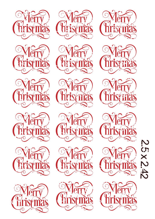 Merry Christmas 2.5 x 2.42 Waterslide Decals - SoCuteINeedOneToo