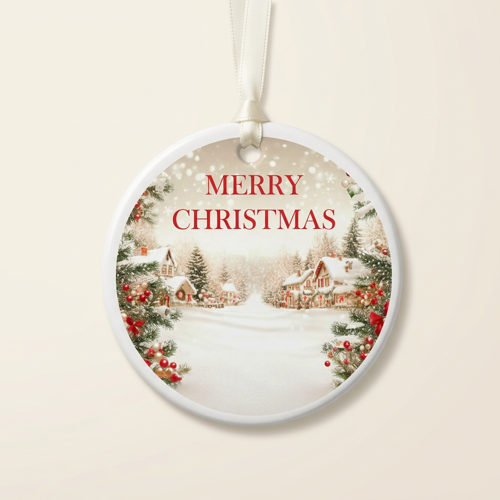Merry Christmas Ornament Waterslide Decals – North Pole Signpost Designs for Round Ornaments