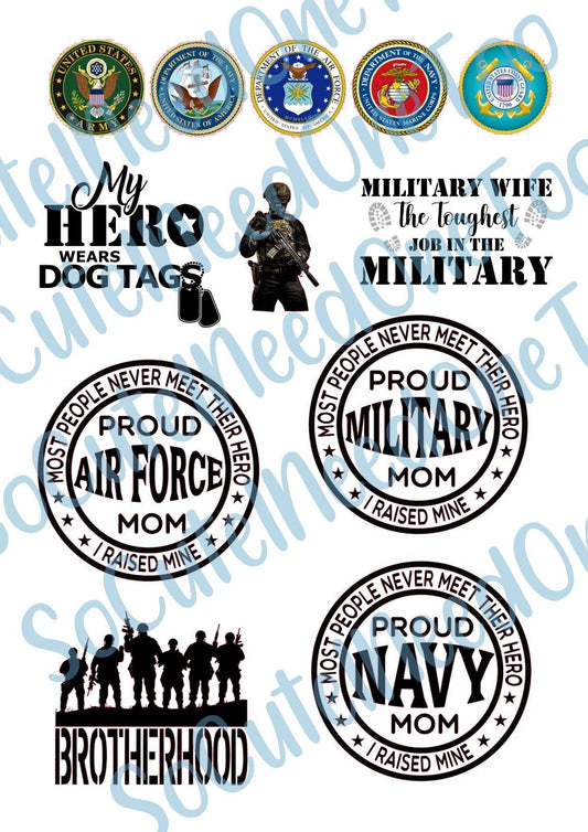 Military #1 on Clear/White Waterslide Paper - Ready To Use - SoCuteINeedOneToo