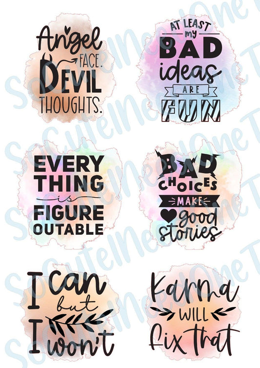 Mom Daily Sayings #2 on Clear/White Waterslide Paper Ready To Use - SoCuteINeedOneToo