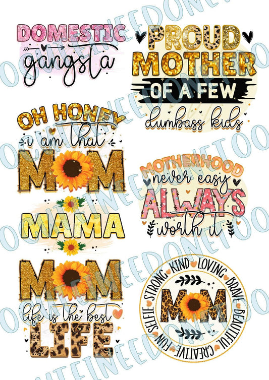 Mom - Proud Dumbass on Clear/White Waterslide Paper Ready To Use - SoCuteINeedOneToo