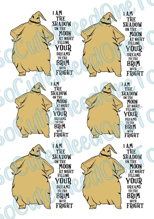 Nightmare Before Christmas- Oogie Boogey Waterslide Decals - SoCuteINeedOneToo