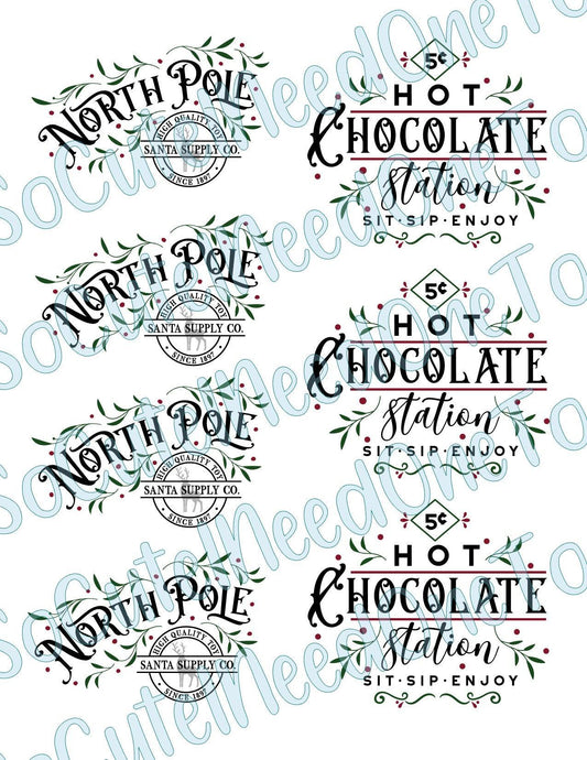 North Pole & Hot Chocolate #2 Waterslide Decals - SoCuteINeedOneToo