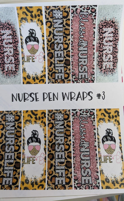 Nurse Pen Wraps #3 printed waterslide decal sheet