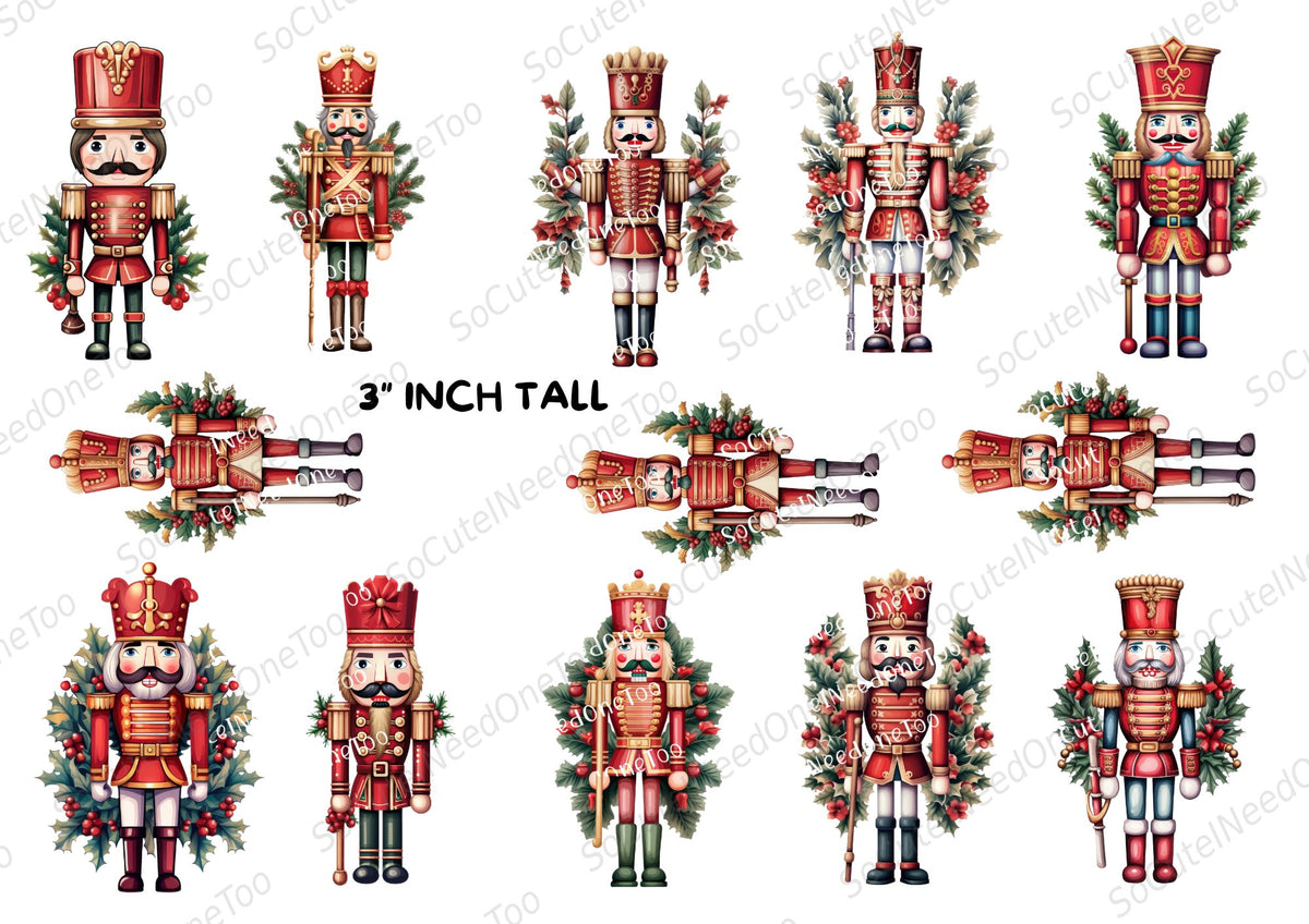Nutcracker #1 Waterslide Decals - classic Christmas nutcracker designs - SoCuteINeedOneToo