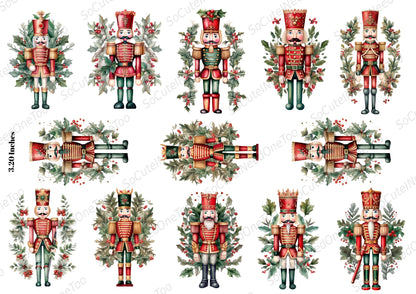 Nutcracker #3 Waterslide Decals - nutcrackers with holly greenery - SoCuteINeedOneToo