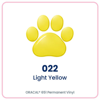 ORACAL 651 permanent vinyl color 022 Light Yellow paw print swatch