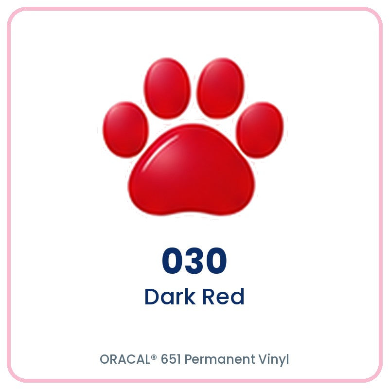 ORACAL 651 permanent vinyl color 030 Dark Red paw print swatch