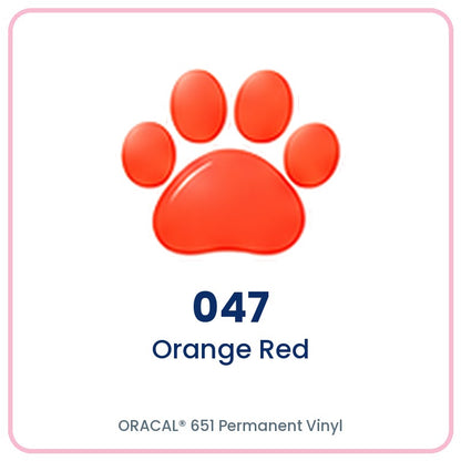 ORACAL 651 permanent vinyl color 047 Orange Red paw print swatch