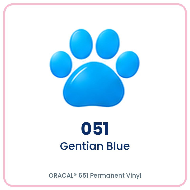 ORACAL 651 permanent vinyl color 051 Gentian Blue paw print swatch