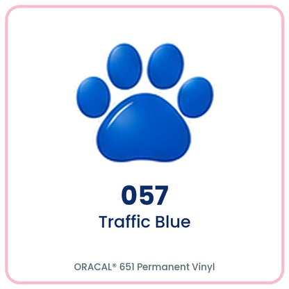 ORACAL 651 permanent vinyl color 057 Traffic Blue paw print swatch